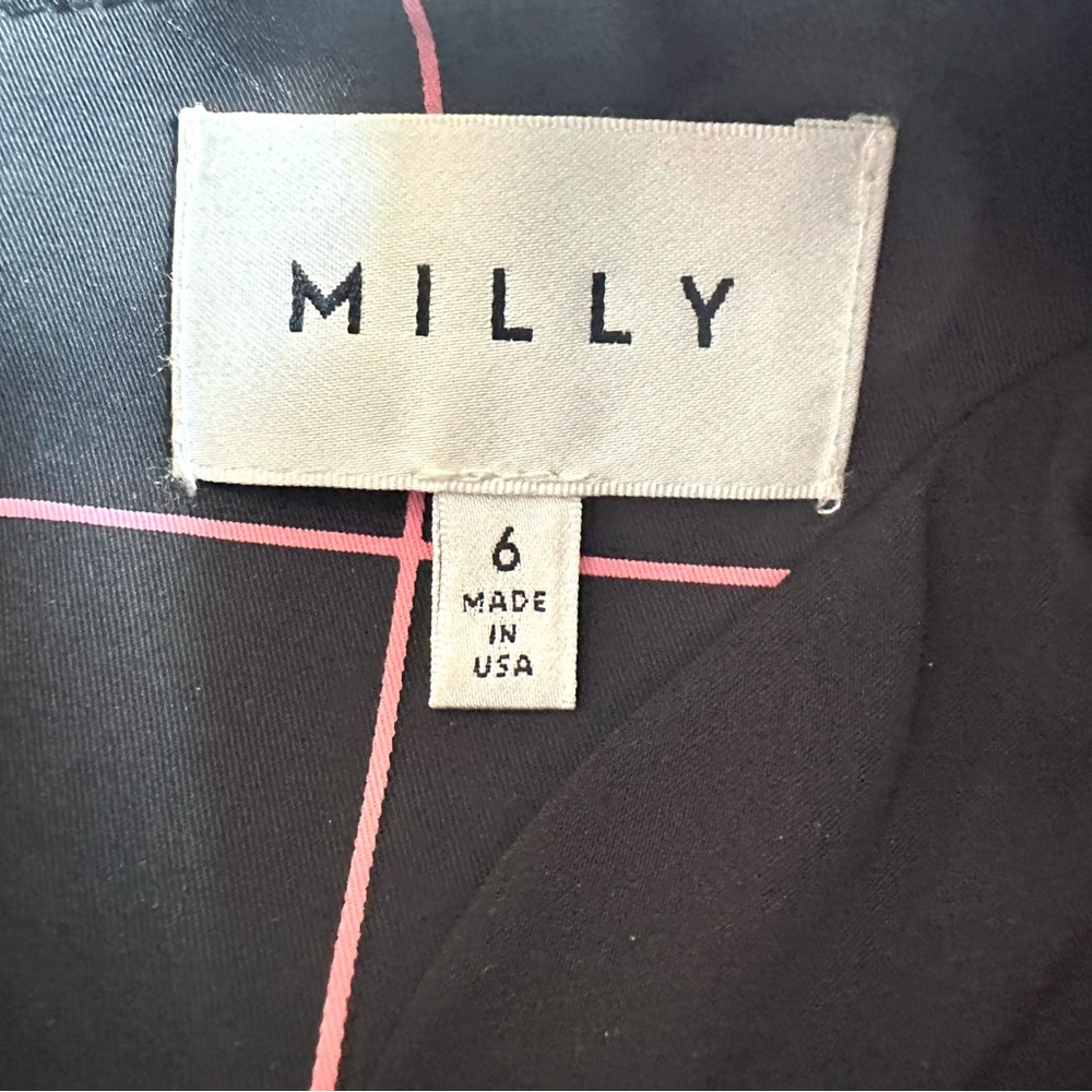 MILLY Aria dress in black & pink window-pane plaid size 6 - Picture 4 of 11